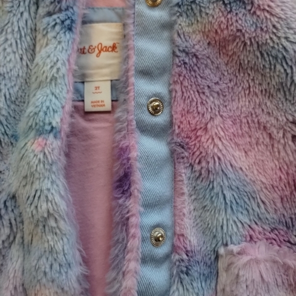 Cat and Jack kids fuzzy hooded jacket button up 2T - Picture 5 of 9